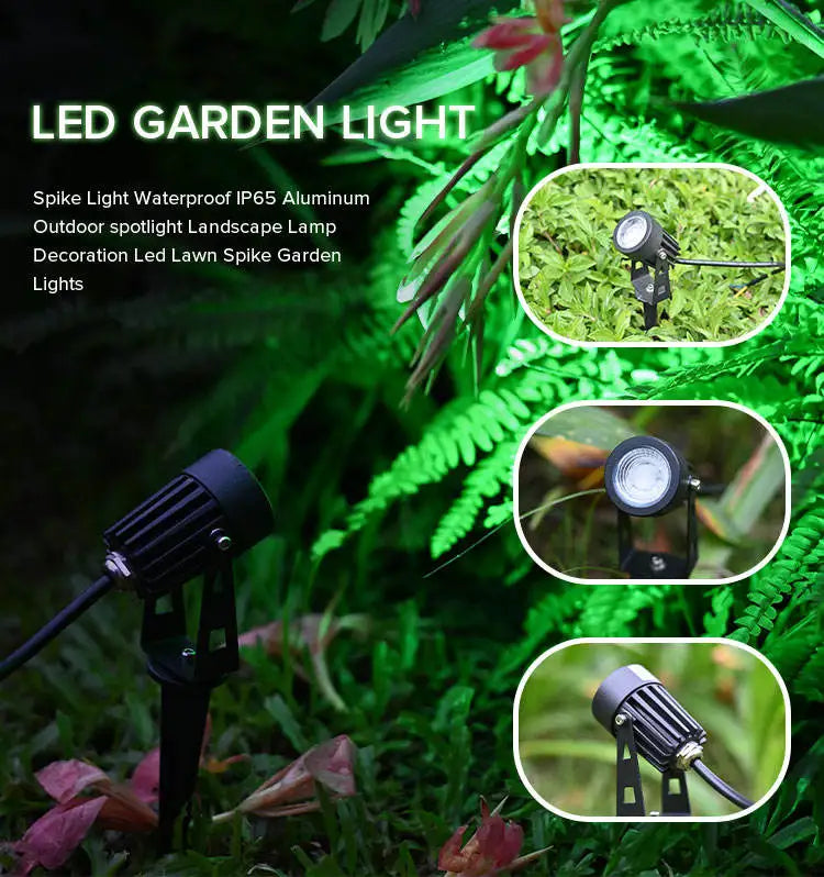 5W All-Aluminum LED Spike Lawn Lamp Outdoor Garden Lighting Waterproof Path Spotlights for AC110-265V DC12-24V