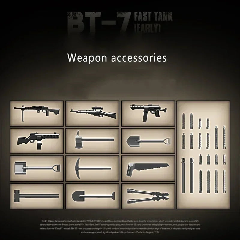 Ww2 German Light Tank PZ.KPFW.38(T)A Military Series WW2 Tank Building Blocks  Bricks Model Set Toys for Kids Gifts