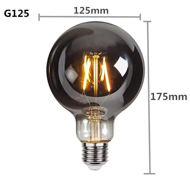 LED  E27 ST64 G80 G95 G125 4W Dimmable220V Smoky Gray Warm GSpiral Filament Bulb  Retro Vintage Decorative Lighting Edison Lamp
