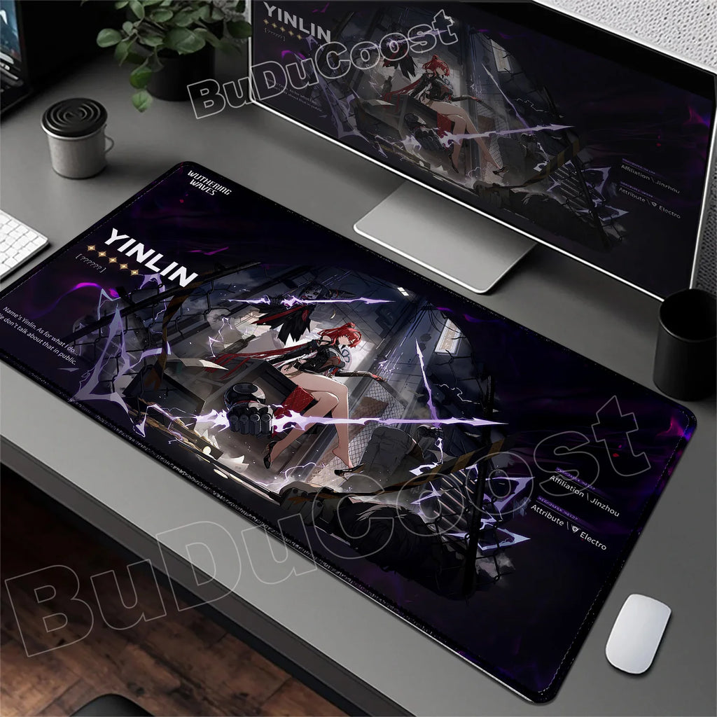 Wuthering Waves Character Illustration Mouse Pad Changli Carlotta Augusta Luno Mousepad Gaming Large Computer Non-slip Desk Mats