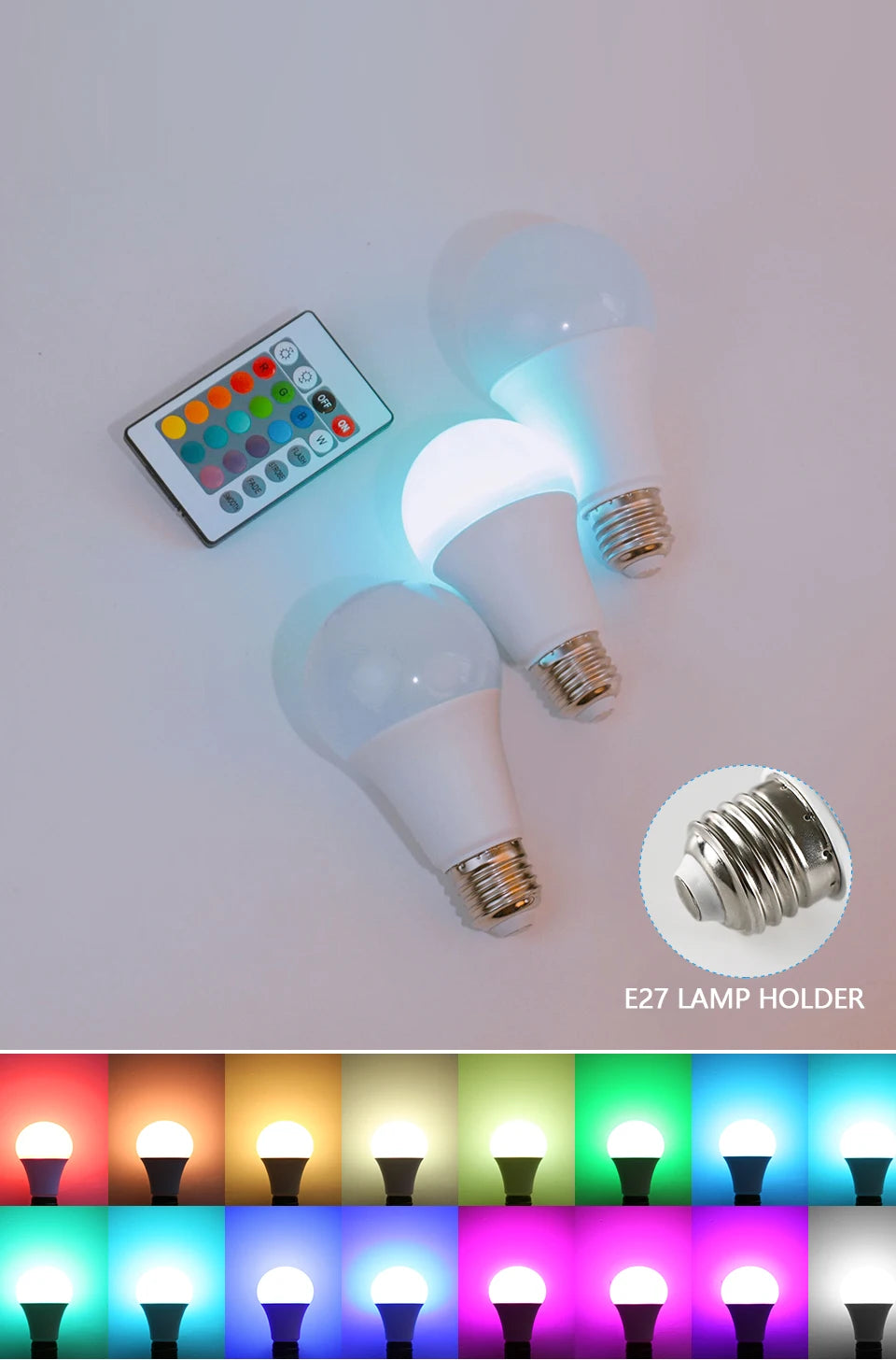 220V E27 RGB LED Light Bulb Bombillas LED 5W 10W 15W IR Remote Control Changeable Colorful RGBW Led Lamp Spotlight Bulb