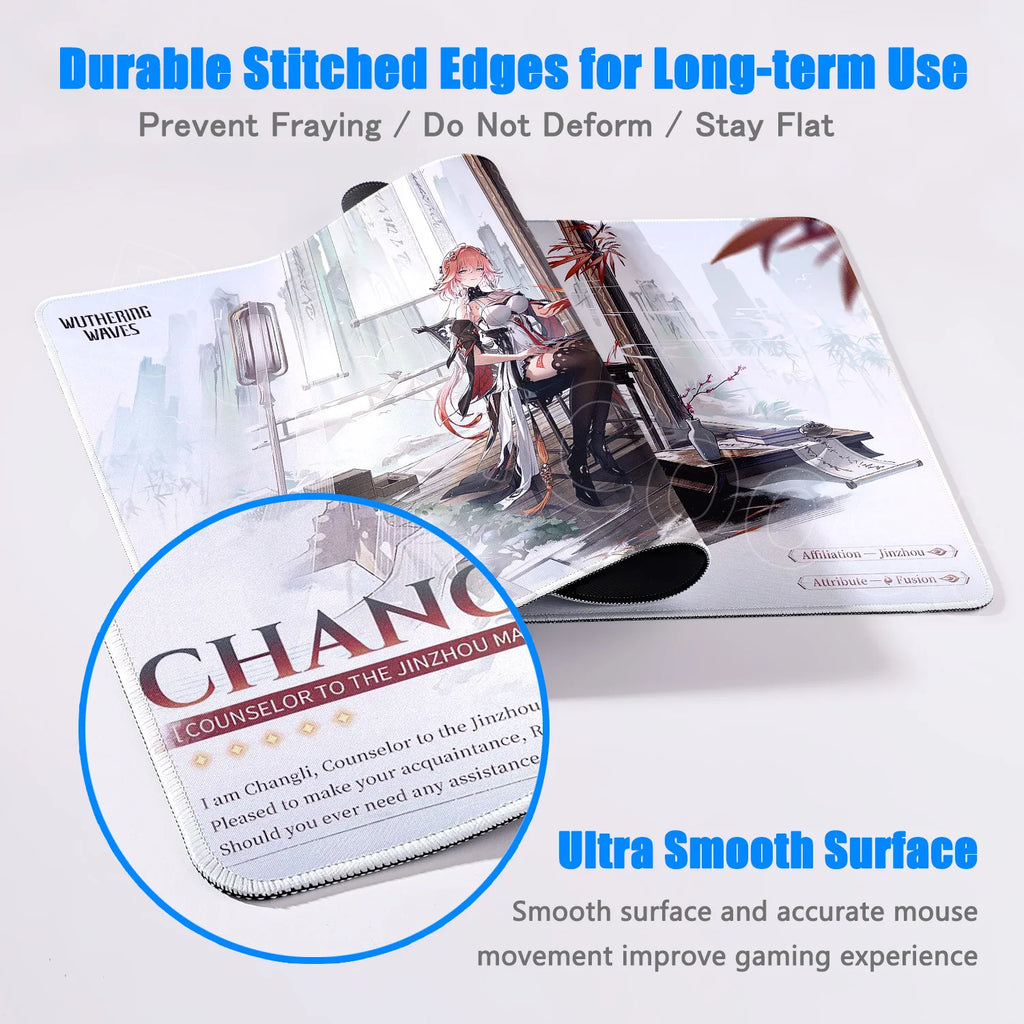 Wuthering Waves Character Illustration Mouse Pad Changli Carlotta Augusta Luno Mousepad Gaming Large Computer Non-slip Desk Mats