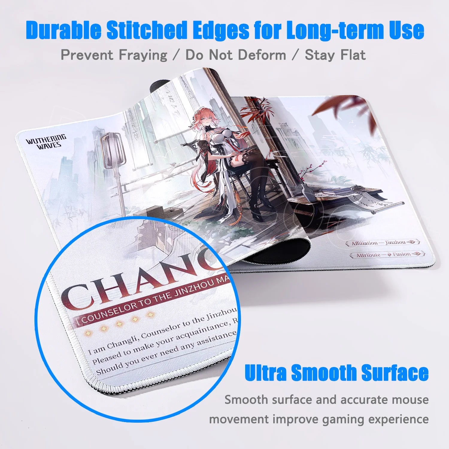 Wuthering Waves Character Illustration Mouse Pad Changli Carlotta Augusta Luno Mousepad Gaming Large Computer Non-slip Desk Mats