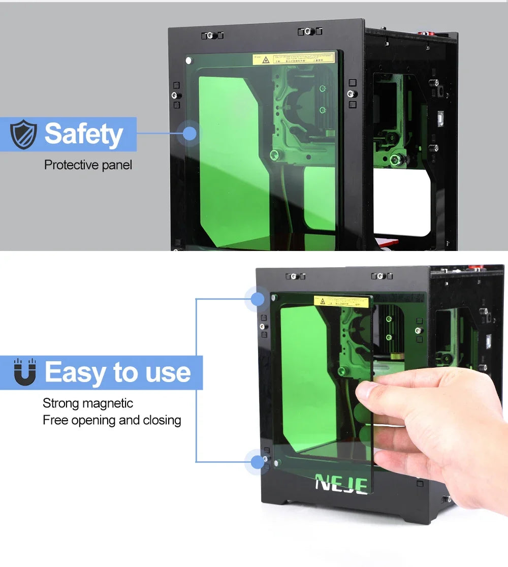 Portable Mini Laser Engraving Machine DIY CNC 405nm Laser 1000/1500/2000mW Adjustable Focus Suitable for Leather and Wood