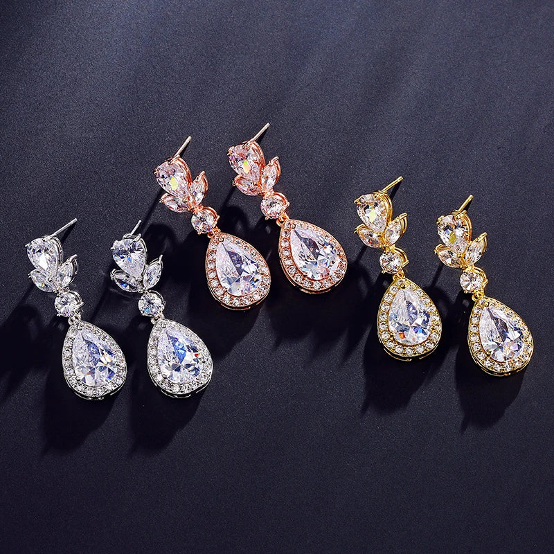 ZAKOL Stylish Geometric Drop Cubic Zirconia Earrings Women Elegant Bridal Wedding Party Jewelry Accessories Wholesale EP2242