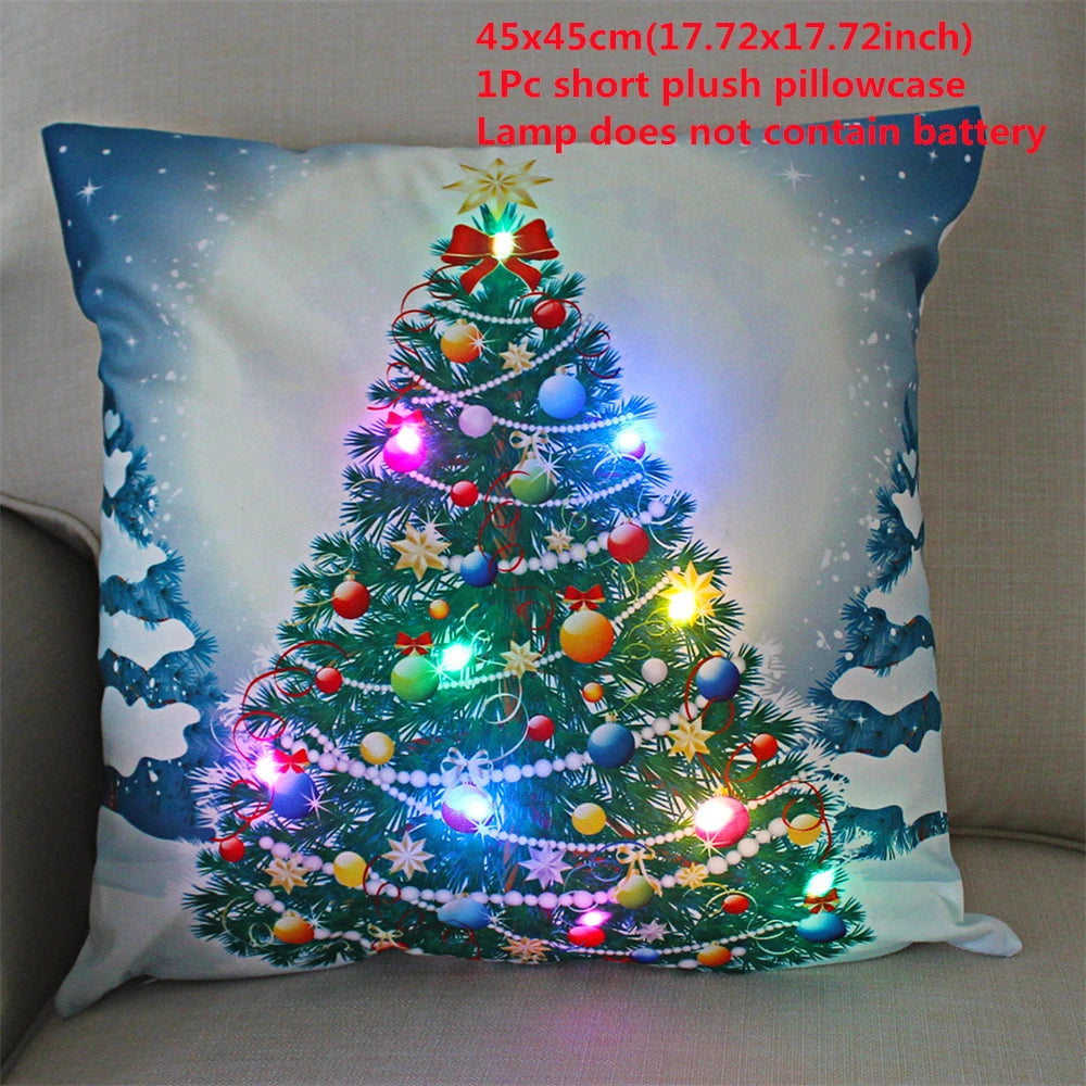 Decoración navideña Funda de almohada LED en conserva Navidad Regalo de Año Nuevo 45x45cm
