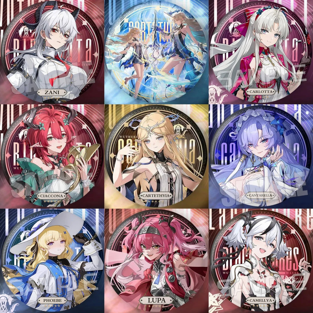 New Wuthering Waves 75MM Laser Brooch Chisa Mornye Lynae Lucilla Badge Pin Cartoon Anime Game Cosplay Jewelry Cute Gift