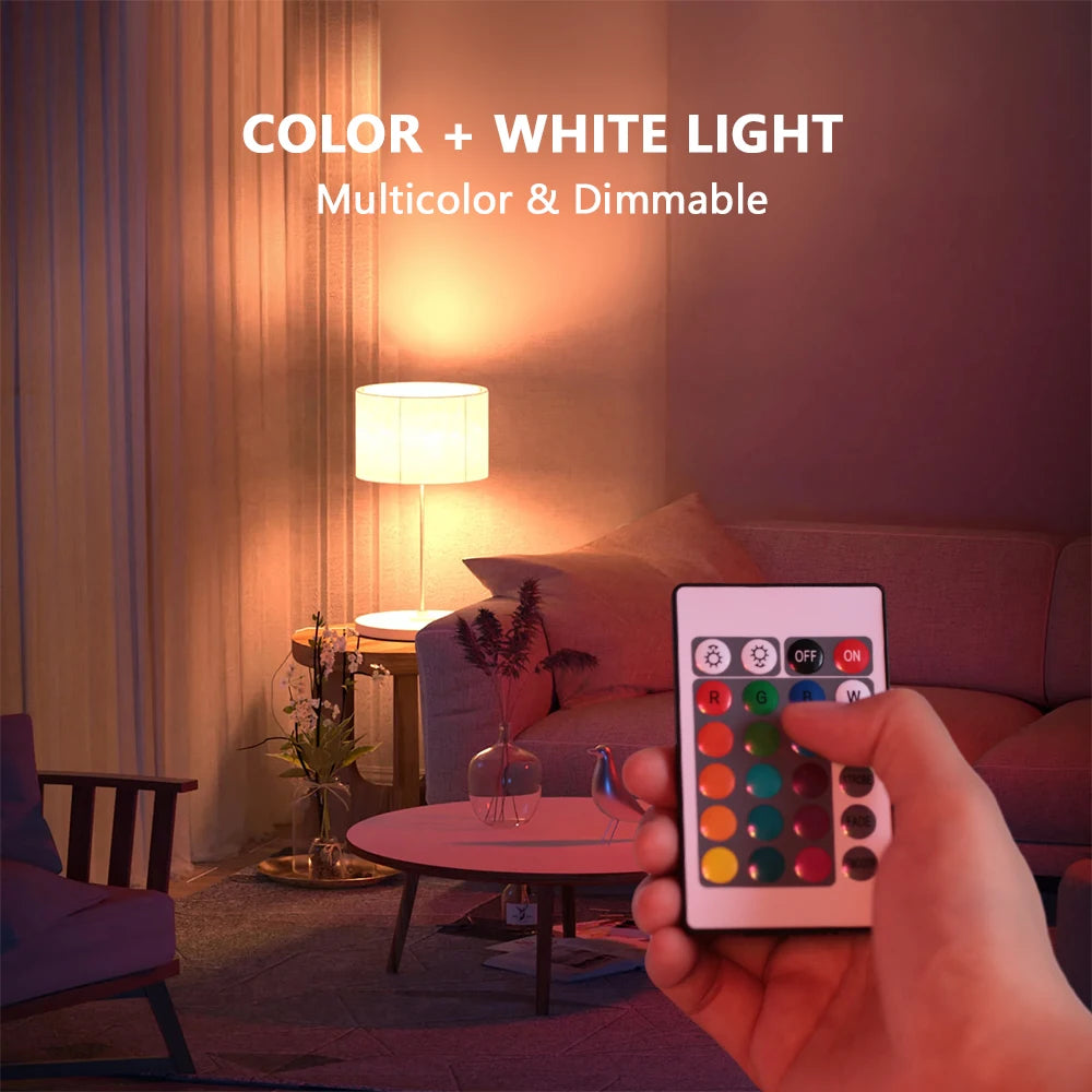 220V E27 RGB LED Light Bulb Bombillas LED 5W 10W 15W IR Remote Control Changeable Colorful RGBW Led Lamp Spotlight Bulb