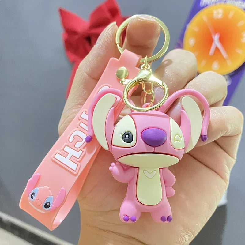 Cartoon Lilo & Stitch Keychains for Women Men Fans Cute Stitch Angel Lilo Keyrings Car Keys Holder Gifts for Friends