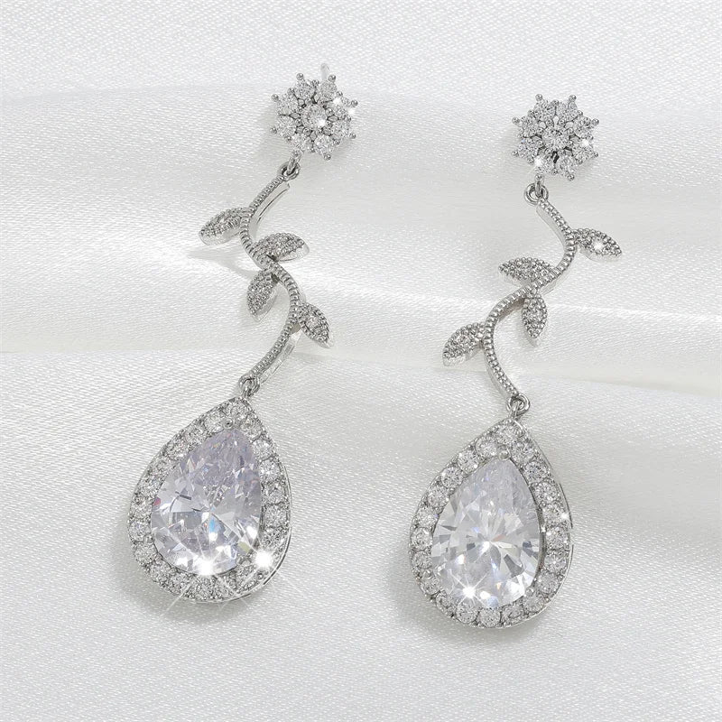 ZAKOL Stylish Geometric Drop Cubic Zirconia Earrings Women Elegant Bridal Wedding Party Jewelry Accessories Wholesale EP2242