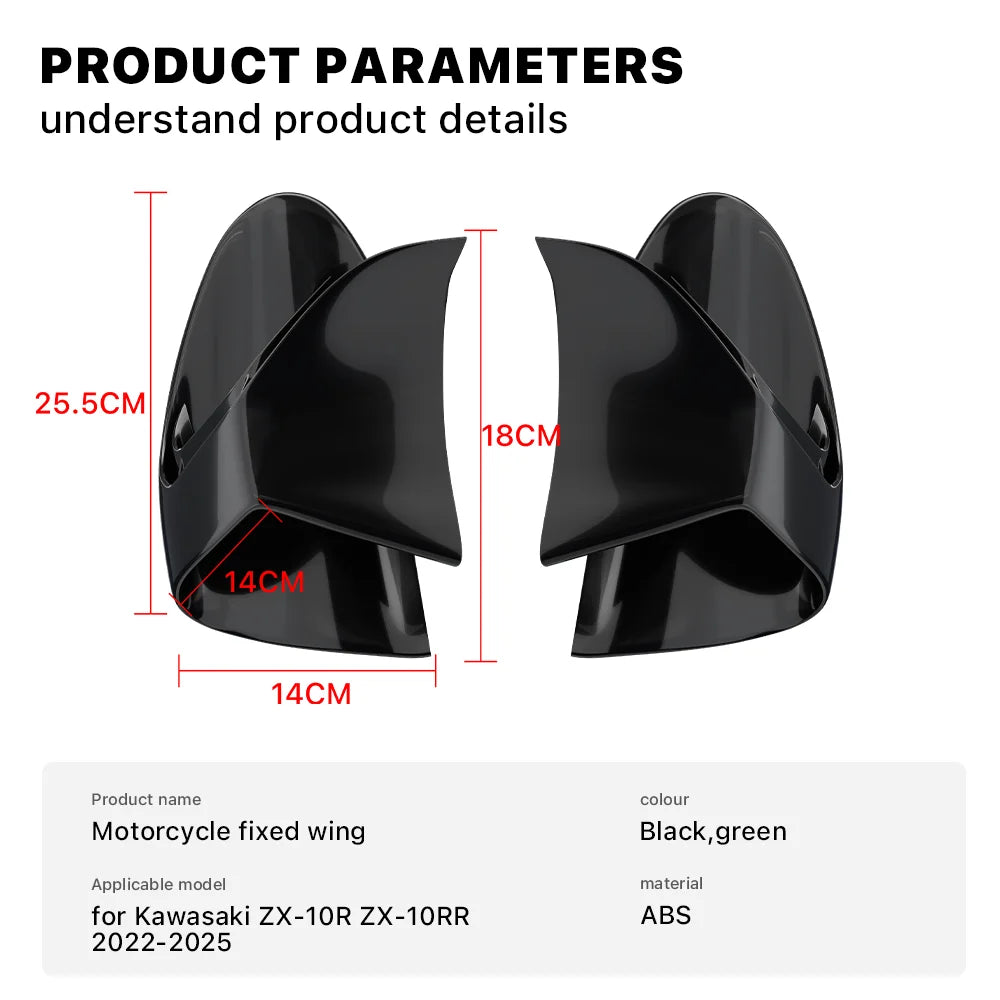 ZX-10R Fairing front side Fixed Wing For Kawasaki  ZX10R ZX 10RR 2022-2025 Motorcycle Accessories Spoile Winglet Cowl Wing