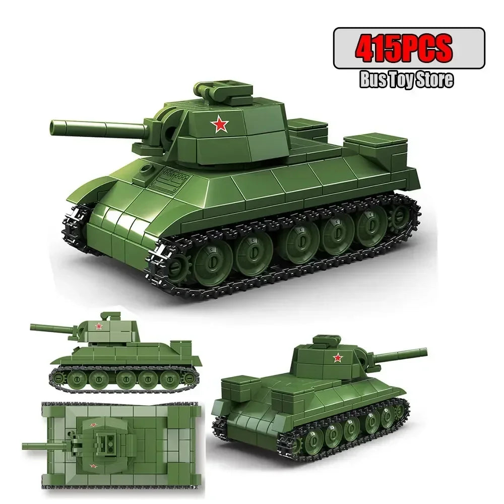 Ww2 German Light Tank PZ.KPFW.38(T)A Military Series WW2 Tank Building Blocks  Bricks Model Set Toys for Kids Gifts
