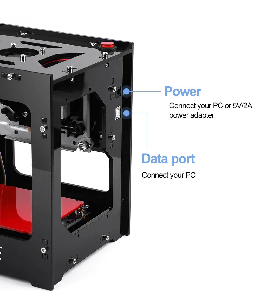 Portable Mini Laser Engraving Machine DIY CNC 405nm Laser 1000/1500/2000mW Adjustable Focus Suitable for Leather and Wood