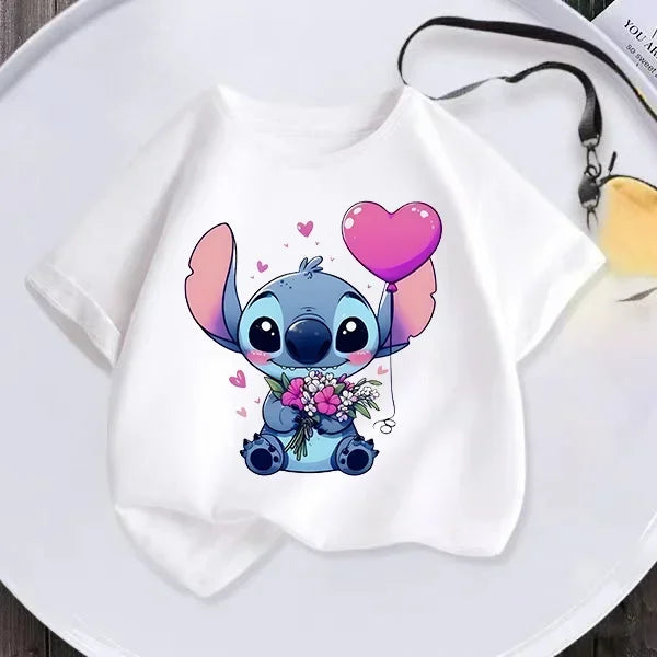 Kawaii Lilo Stitch Cartoon T Shirt Children Kids Stitch Cute Manga T-shirt Y2k Graphic Tshirt Girl Boy Top Tees Lilo and Stitch