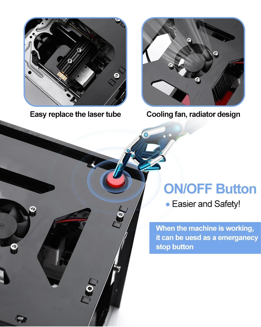 Portable Mini Laser Engraving Machine DIY CNC 405nm Laser 1000/1500/2000mW Adjustable Focus Suitable for Leather and Wood