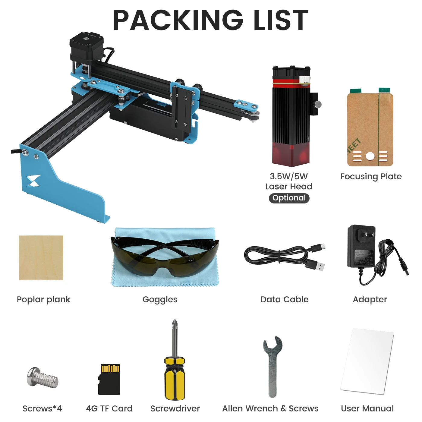 TYVOK 5W Mini Portable Laser Engraver A1 Mini DIY Wood Painted Acrylic Glass Leather Cut Engrave Logo 445±5nm 3.5W Laser Engravi