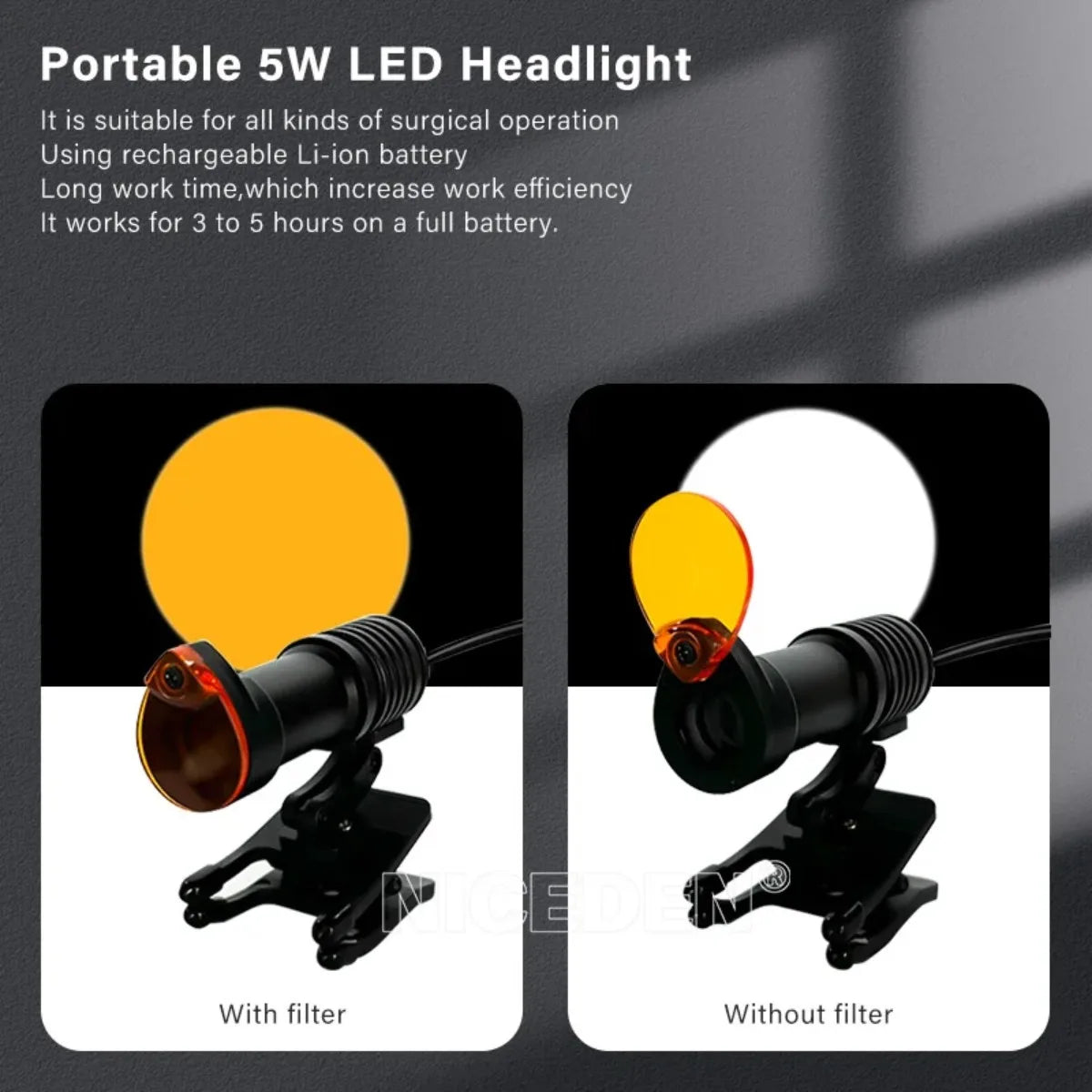 Lupas 5x Lupa Binocular Dental 5w LED Medicina De Laboratorio Lente De Aumento Binocular Luz Equipo Quirúrgico Dental