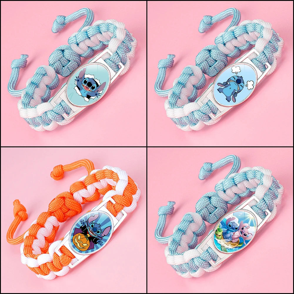 Kawaii Stitch Handwoven Bracelets Lilo Stitch Cartoon Anime Women Jewelry Decoration Woven Bracelet Party Birthday Gifts Girls