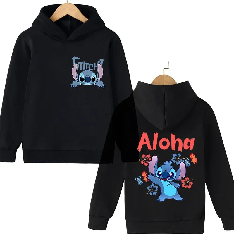 Y2k Anime Stitch Hoodie Children Cartoon Clothes Kid Girl Boy Lilo and Stitch Sweatshirt Manga Hoody Baby Casual Top