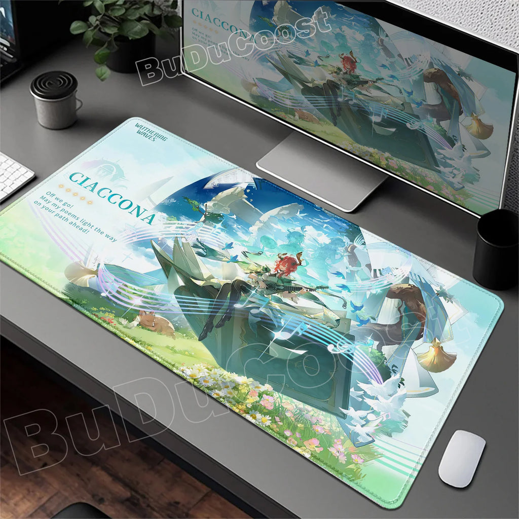 Wuthering Waves Character Illustration Mouse Pad Changli Carlotta Augusta Luno Mousepad Gaming Large Computer Non-slip Desk Mats