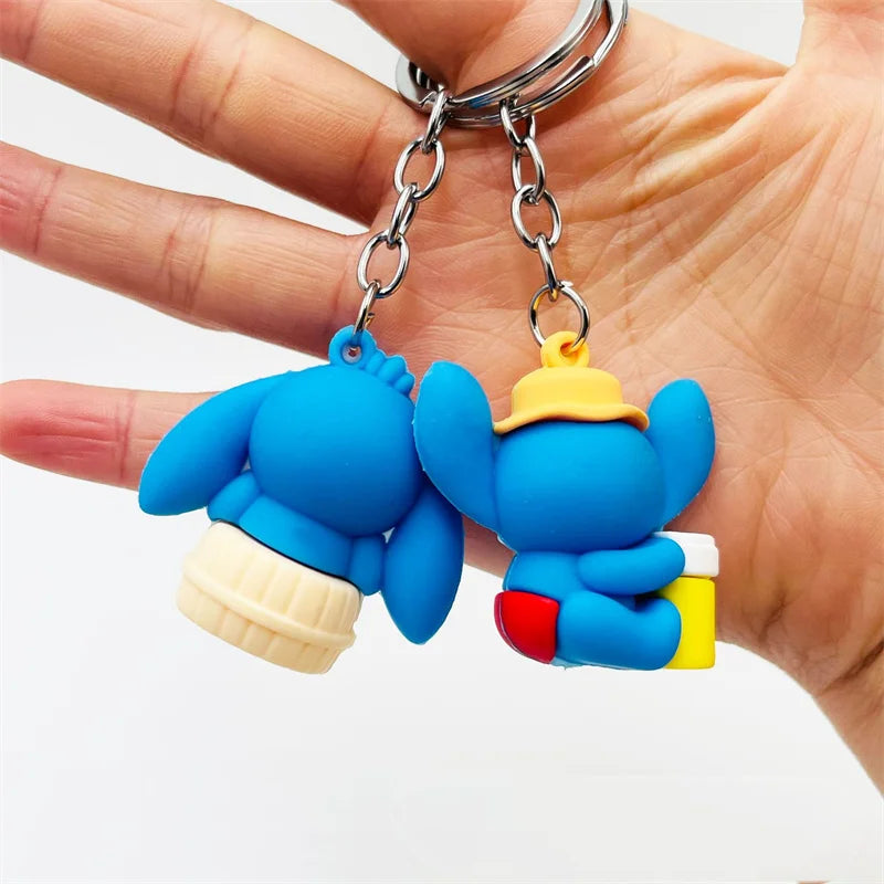 10Pcs/Lot Cartoon Keychain Cartoon Lilo & Stitch Cute Doll Keyring Ornament Key Chain Car Pendant Kids Gifts