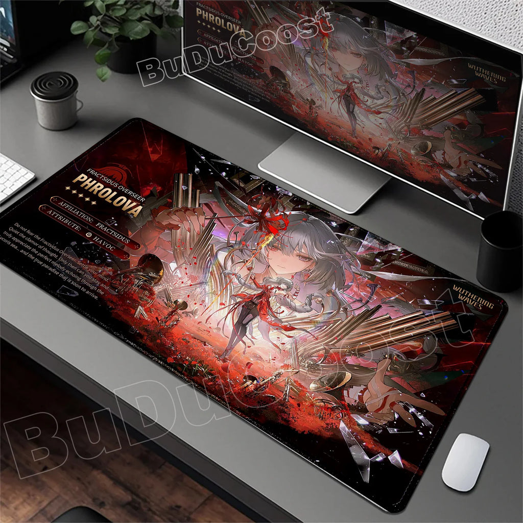 Wuthering Waves Character Illustration Mouse Pad Changli Carlotta Augusta Luno Mousepad Gaming Large Computer Non-slip Desk Mats