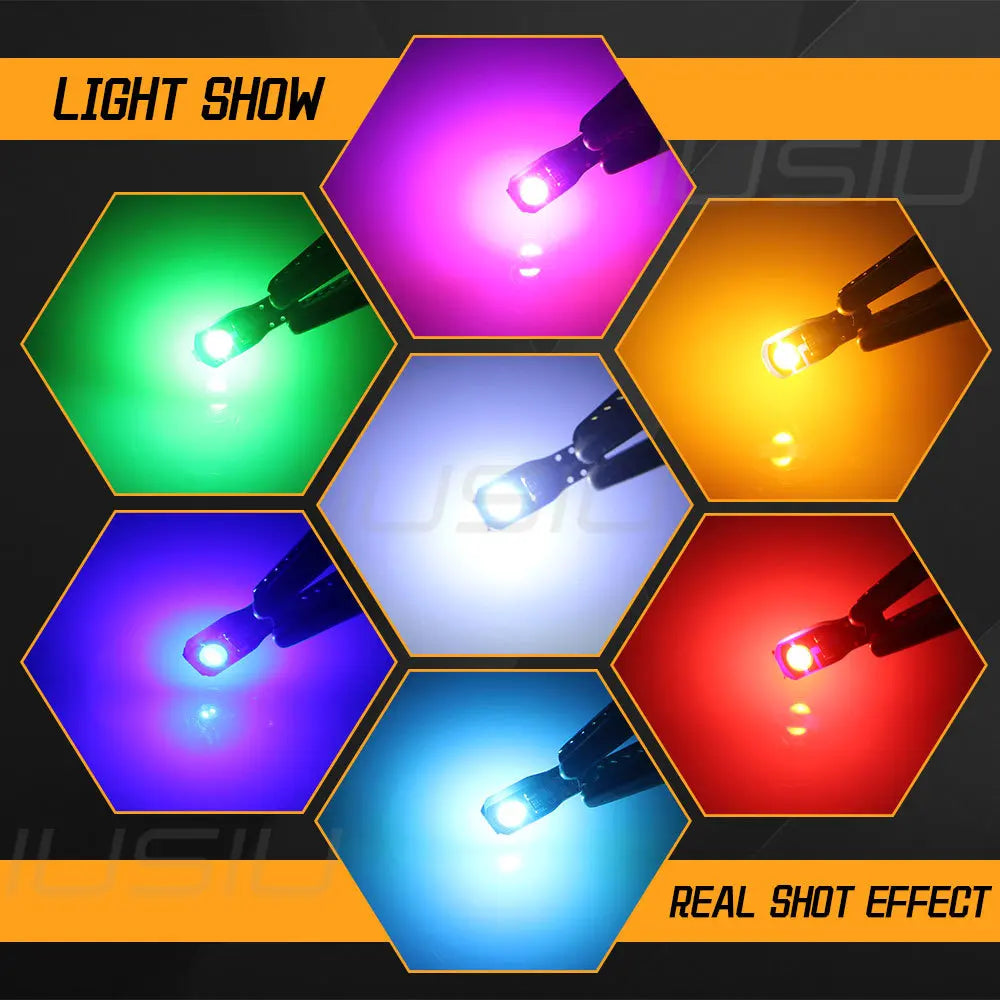 IUSIU 8PCS W3W T5 Led Car Light 73 74 17 27 COB Instrument Dash Dashboard Indicator Neo Wedge Meter Signal Bulb Lamp Auto 12V