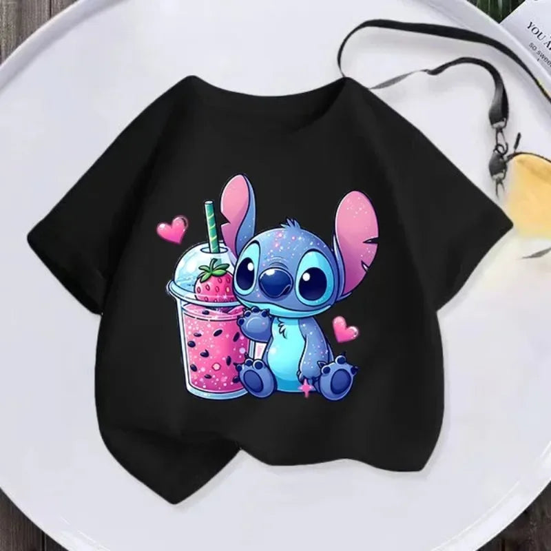 Kawaii Lilo Stitch Cartoon T Shirt Children Kids Stitch Cute Manga T-shirt Y2k Graphic Tshirt Girl Boy Top Tees Lilo and Stitch